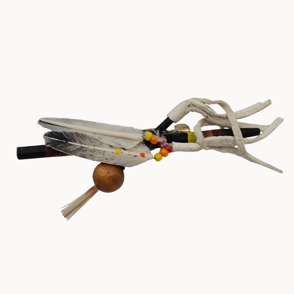 Style Beaded Feather Brooch Pin White Multicolor Southwestern‎ Boho Tribal Style